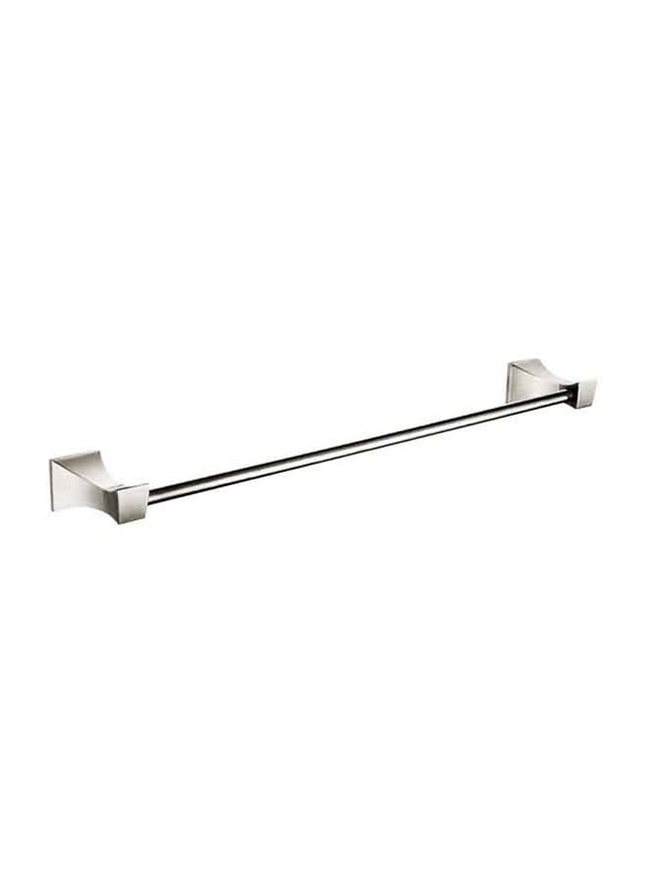 D & N Wall Mounted Quadrangular Single Rod Towel Rack Rose Gold Brass Towel Shelf Rails Rod Bar, Chrome