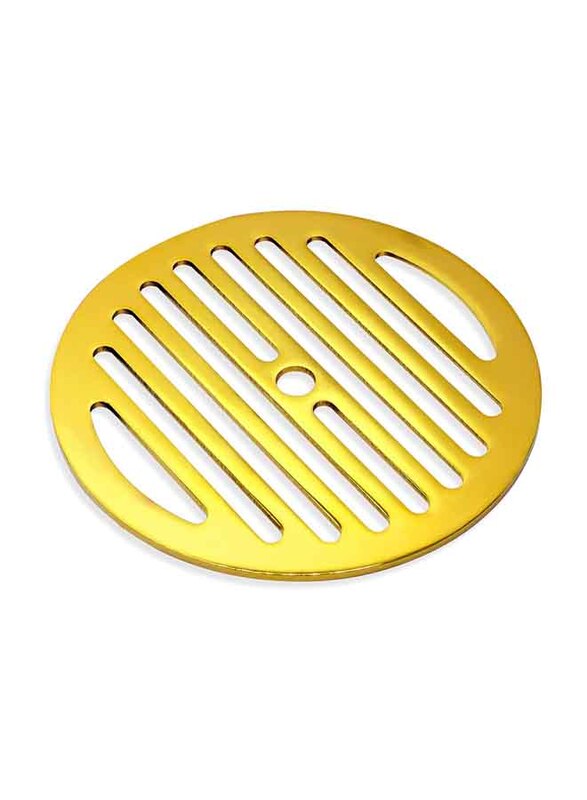 D & N Full Brass Floor Multipurpose Drain with Removable Cover for Bathroom and Kitchen, 15 x 15cm, Gold