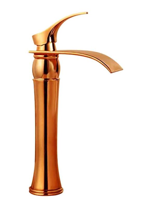 D & N Single Handle Single Hole Minimalist Basin Mixer Coated Brass Washbasin Faucet Sink for Bathroom Washroom Kitchen, 30cm, Rose Gold