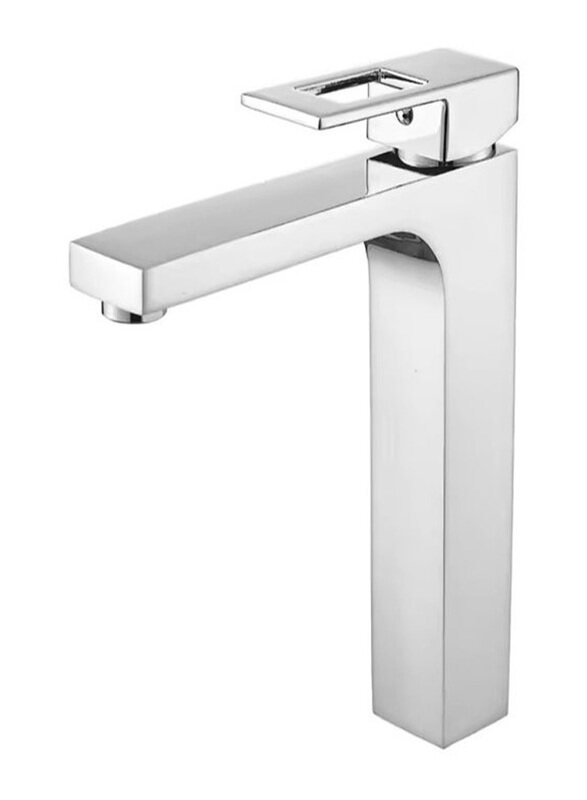 

Generic Brass Single Handle Basin Mixer Faucet - Single Hole Hot/Cold Water Tap, Silver
