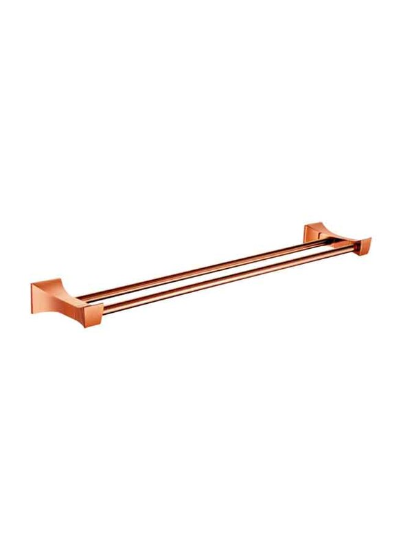 D & N Brass Wall Mounted Quadrangular Double Rod Towel Rack, Rose Gold