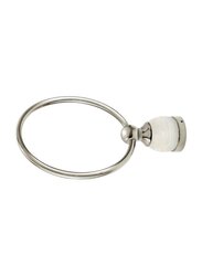 D & N Wall Mount Brushed Brass Bathroom Towel Ring with White Onyx, Chrome