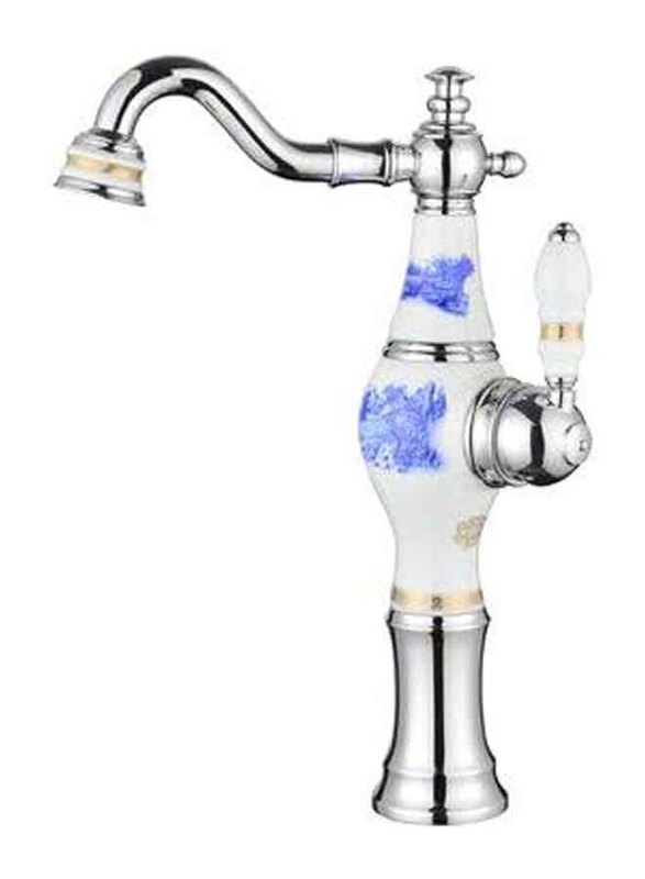 

D & N Basin Mixer White Ceramic Chromium Coated Brass, 39cm, White