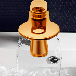 D & N Single Handle Hole Minimalist Bathroom Wash Basin Faucet with Cover Lead-free Brass Structure, Rose Gold