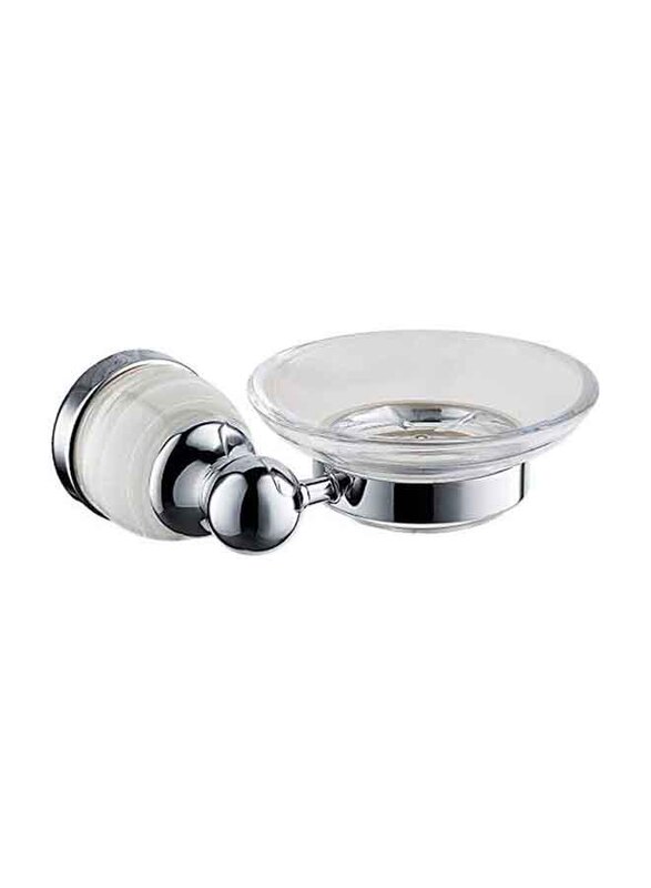 D & N Wall Mounted Stainless Steel/Brass Soap Dish with White Onyx, Chrome