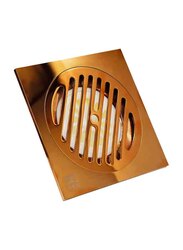 D & N 6-Inch Full Brass Floor Drain Multipurpose Shower Drain with Removable Cover, 15 x 15cm, Rose Gold