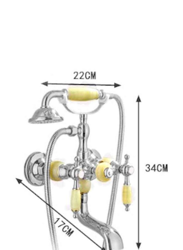 D & N Antique Brass Bathtub Shower Faucets Set Dual Knobs Mixer Tap Wall Mounted Bath Shower Set, Chrome