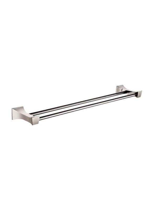 D & N Wall Mounted Quadrangular Double Rod Towel Rack Rose Gold Brass Towel Shelf Rails Rod Bar, Chrome