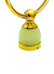 D & N Wall Mount Brushed Brass Bathroom Towel Ring with Green Onyx, Gold