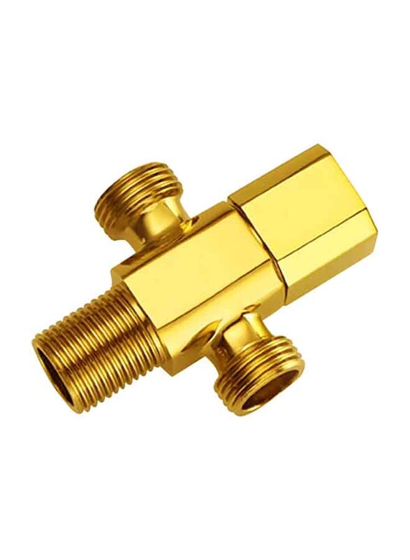 D & N Gold Coated Full Brass Angular Valve, Gold