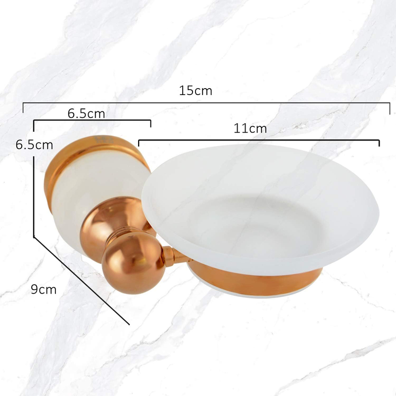 D & N Wall Mounted Stainless Steel/Brass Soap Dish with White Onyx, Rose Gold