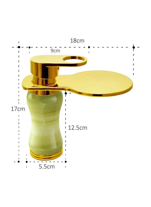 D & N Single Handle Single Hole Minimalist Bathroom Wash Basin Faucet Sink Mixer Taps, 17cm, Green/Gold