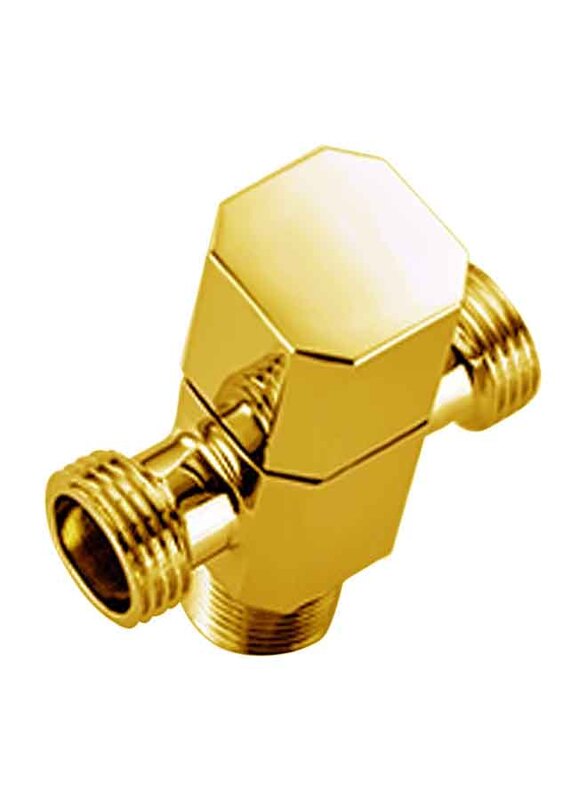 D & N Gold Coated Full Brass Angular Valve, Gold