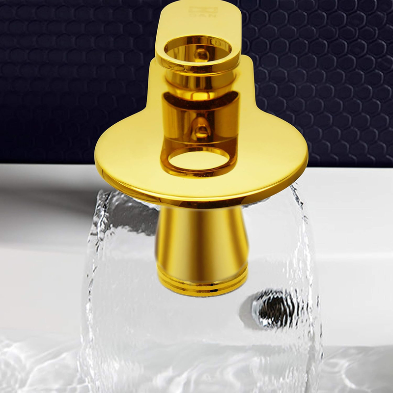 D & N Single Handle Single Hole Minimalist Bathroom Wash Basin Faucet Sink Mixer Taps, 17cm, Gold