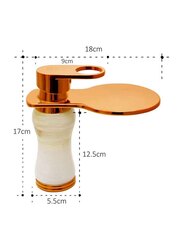 D & N Single Handle Hole Minimalist Bathroom Wash Basin Faucet with Cover Lead-free Brass Structure White Onyx, Rose Gold