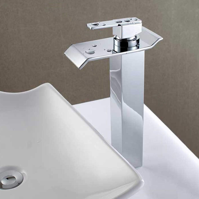 

D & N Square Waterfall Basin Sink Faucet Bathroom Mixer Tap, 30cm, Chrome