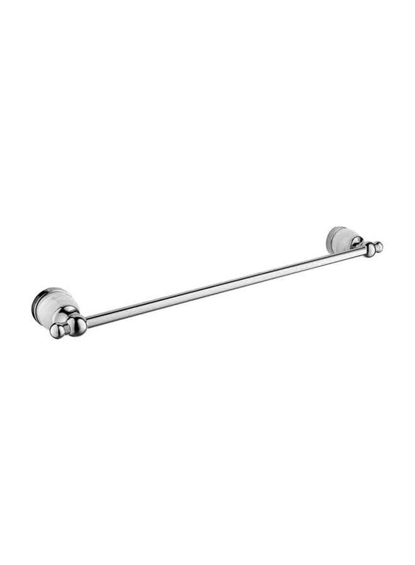 D & N Wall Mounted Brass Single Rod Towel Rack with White Onyx, Chrome