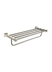 D & N Wall Mounted Quadrangular Multi Rod Towel Rack Rose Gold Brass Towel Shelf Rails Rod Bar, Chrome