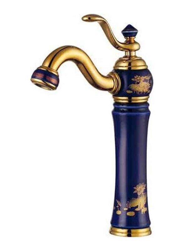 

D & N Black Ceramic Gold Coated Brass Basin Mixer, 30cm, Multicolour