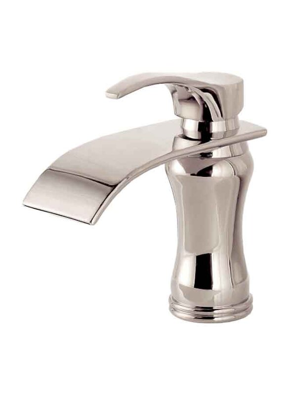 

D & N Bathroom Mixer Luxury Short Single Hole Polished Wide Waterfall Spout Bathroom Wash Basin Sink Mixer Tap Faucet, 17cm, Chrome