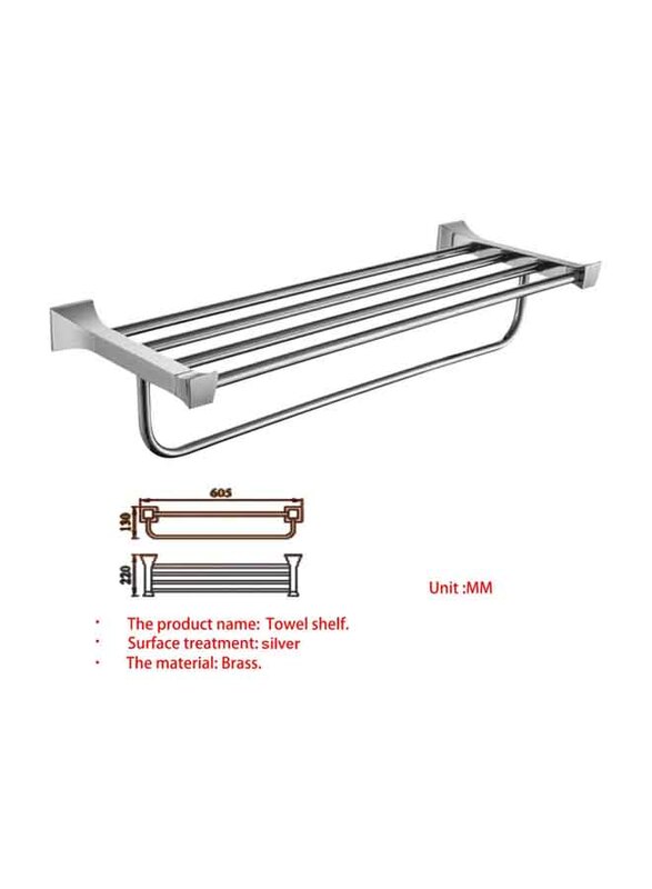 D & N Wall Mounted Quadrangular Multi Rod Towel Rack Rose Gold Brass Towel Shelf Rails Rod Bar, Chrome