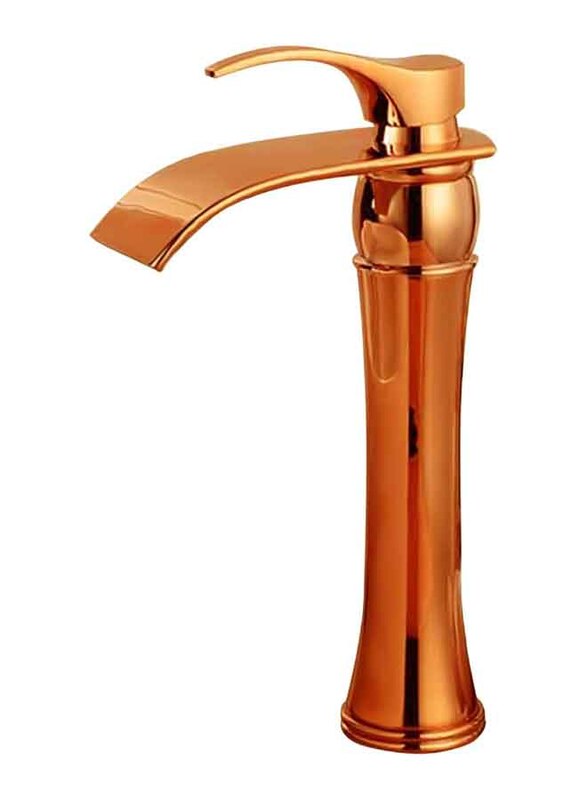 D & N Single Handle Single Hole Minimalist Basin Mixer Coated Brass Washbasin Faucet Sink for Bathroom Washroom Kitchen, 30cm, Rose Gold