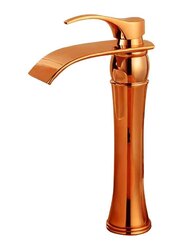 D & N Single Handle Single Hole Minimalist Basin Mixer Coated Brass Washbasin Faucet Sink for Bathroom Washroom Kitchen, 30cm, Rose Gold