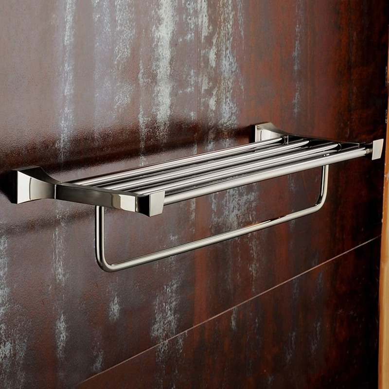 D & N Wall Mounted Quadrangular Multi Rod Towel Rack Rose Gold Brass Towel Shelf Rails Rod Bar, Chrome