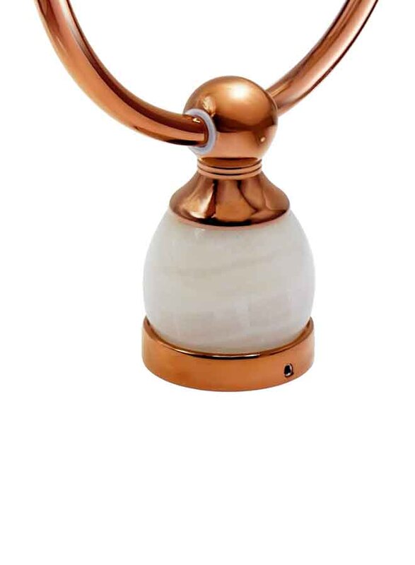 D & N Wall Mount Brushed Brass Bathroom Towel Ring with White Onyx, Rose Gold