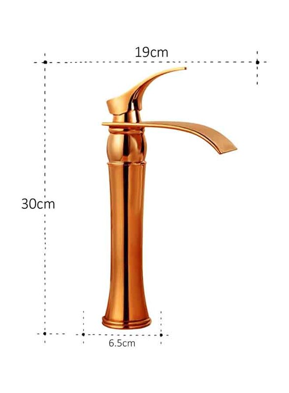 D & N Single Handle Single Hole Minimalist Basin Mixer Coated Brass Washbasin Faucet Sink for Bathroom Washroom Kitchen, 30cm, Rose Gold