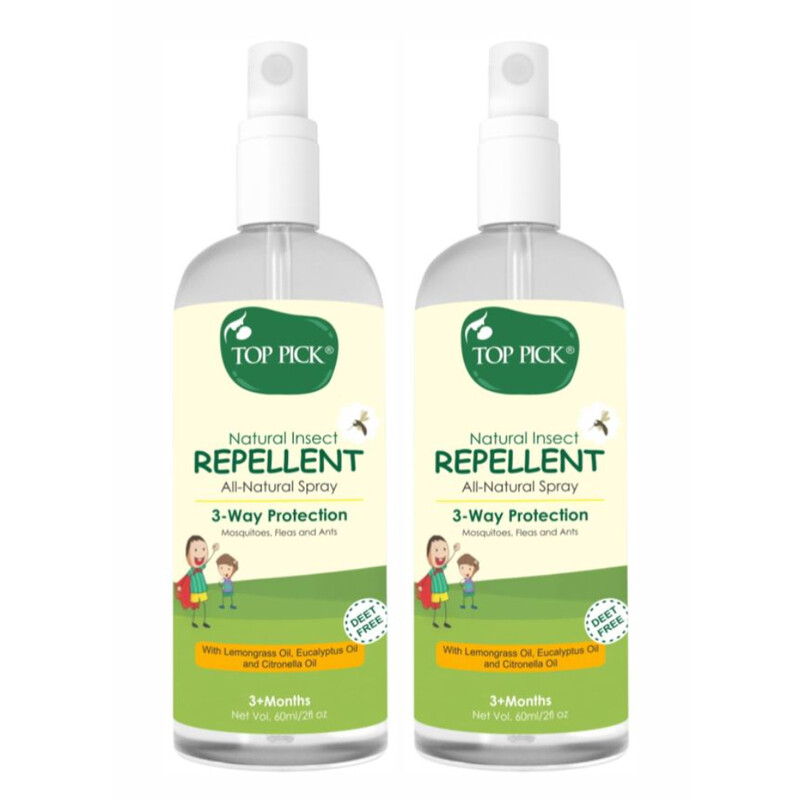 

Generic Pack of 2 - Triple Protection Insect Repellent - Lemongrass, Eucalyptus - Citronella For 3+ months