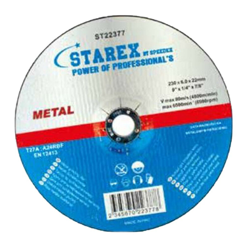 

Starex Metal Grinding Disc 230x6.0x22mm Depressed Center ST22377