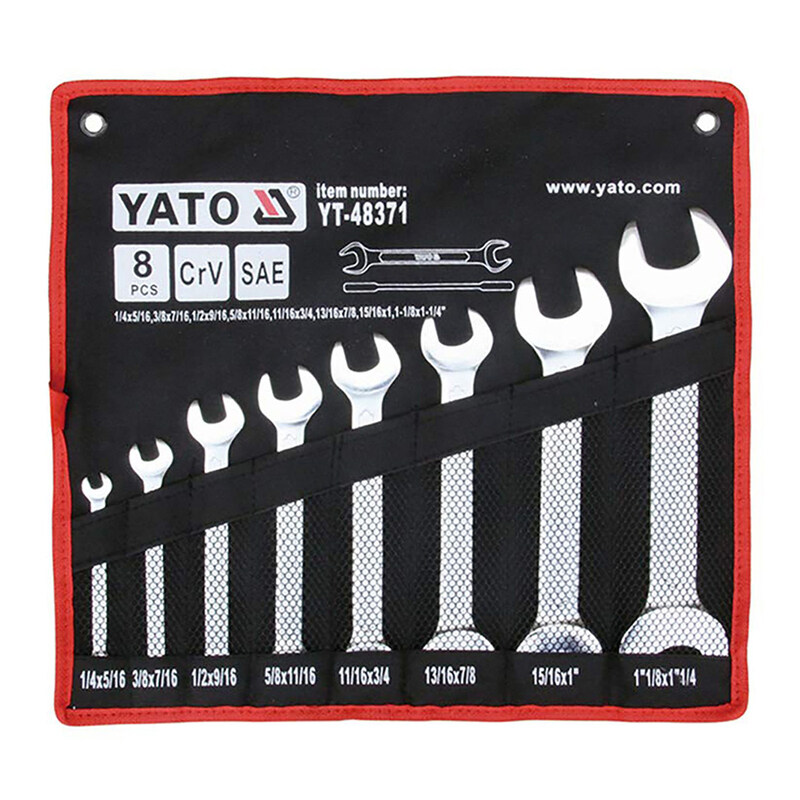 

YATO Double Open End Spanner 8pcs/set S.A.E. 1/4"x5/16"-1-1/8"x1-1/4" YT-48371