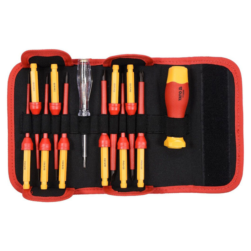 

YATO Insulated Changeable Screwdriver Set 12pcs VDE-1000V YT-28290