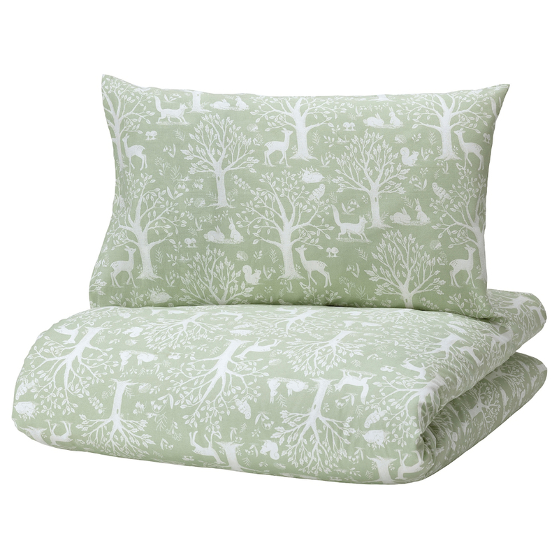 

Generic Duvet Cover 1 Pillowcase For Cot Forest Animal Pattern/Green 110X125/35X55cm