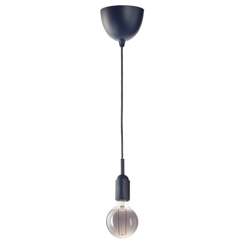 

Generic Pendant Lamp With Light Bulb Dark Blue/Greyclear Glass 95mm