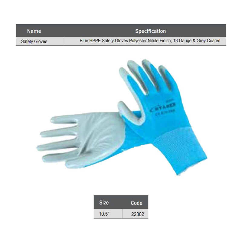 

Starex Safety Gloves 10" 13G Blue Polyester Nitrile Grey Coated ST22302