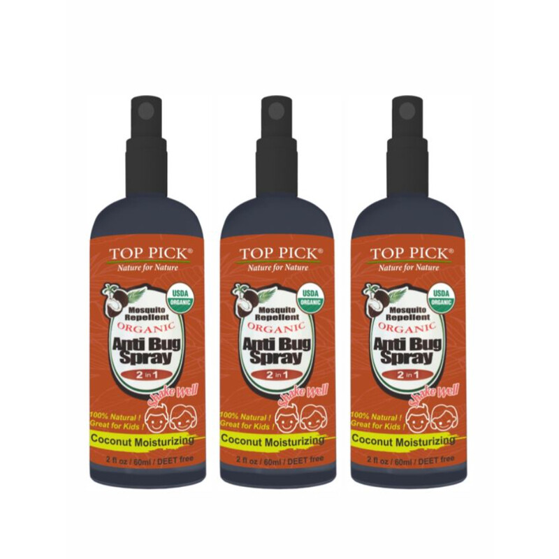 

AS SEEN ON TV bundle of 3 - 2-in-1 Organic Mosquito Repellent - Bug Protection and Coconut Moisturization