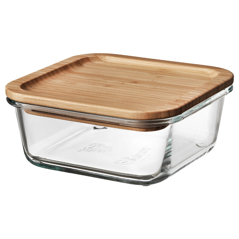 

Generic Food Container With Lid Square Glass/Bamboo 600ml