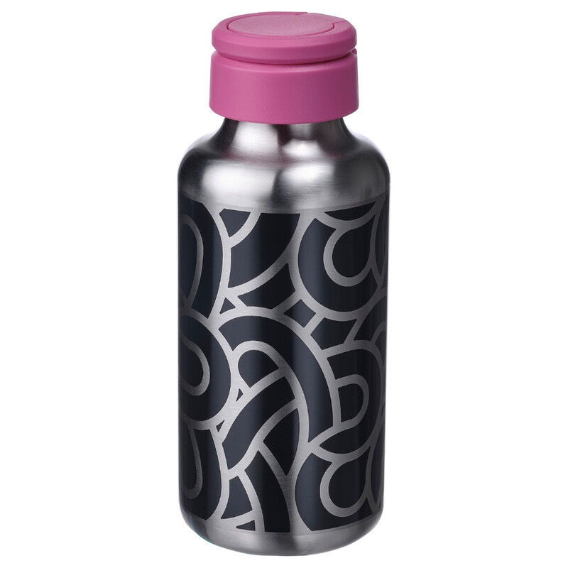 

Generic Water Bottle Stainless Steel Patterned/Black Pink 0.5 L