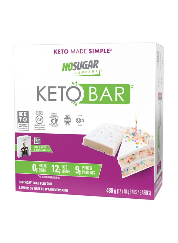

No Sugar Company Keto Bar Birthday Cake Snack, 12 Pieces, 480g