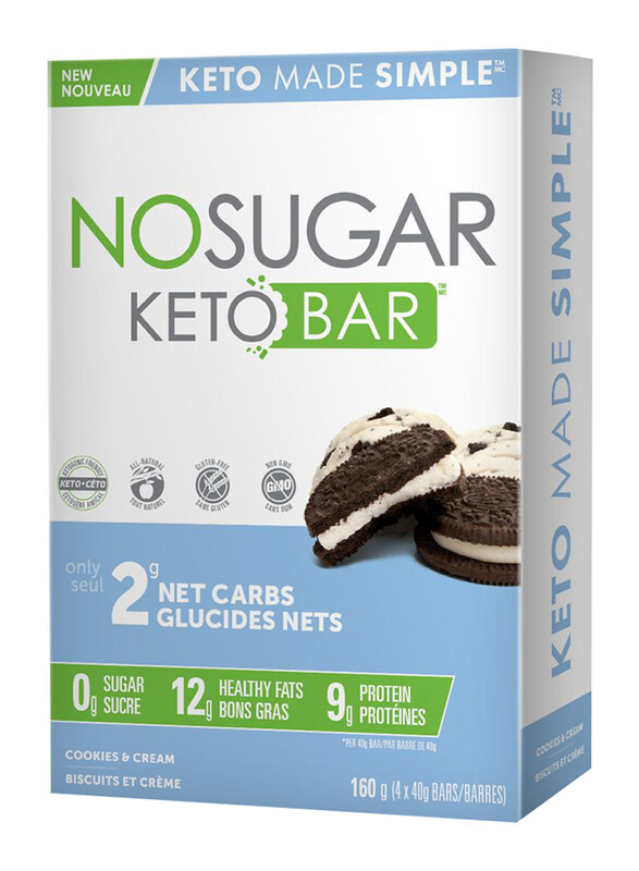 

No Sugar Company Keto Bar Cookies & Cream Snack, 4 Pieces, 160g