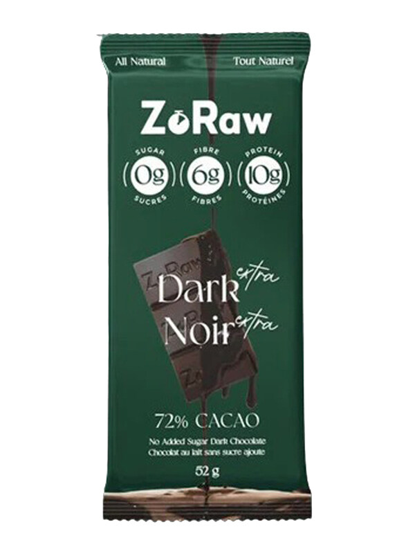 

ZoRaw Extra Dark Chocolate Bar With Protein, 52g