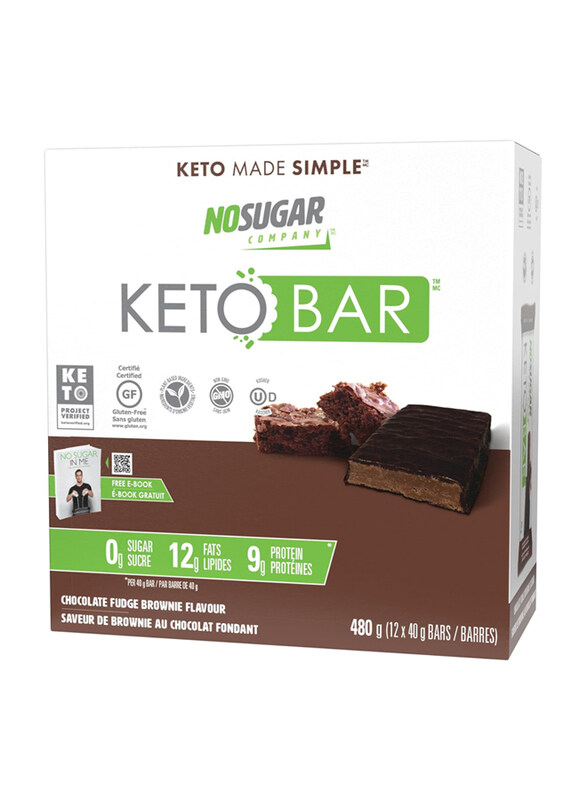 

No Sugar Company Keto Bar Chocolate Fudge Brownie Snack, 480g