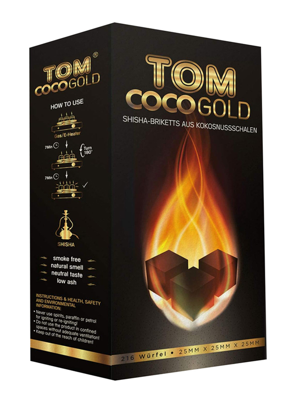 

Tom Coco Gold Coconut Charcoal Cubes, 1Kg, Black