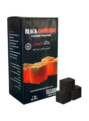 Black Diamonds Premium Quality Coconut Shell Charcoal Cubes for Shisha and Bakhour Set, 96 Pieces, 1Kg, Black