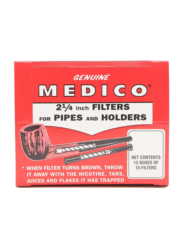 Genuine Medico Pipe Filters, 12 Boxes of 10 Filters, Black