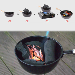 Cabilock Charcoal Burner Pot Outdoor Wood Burning Tool, Black