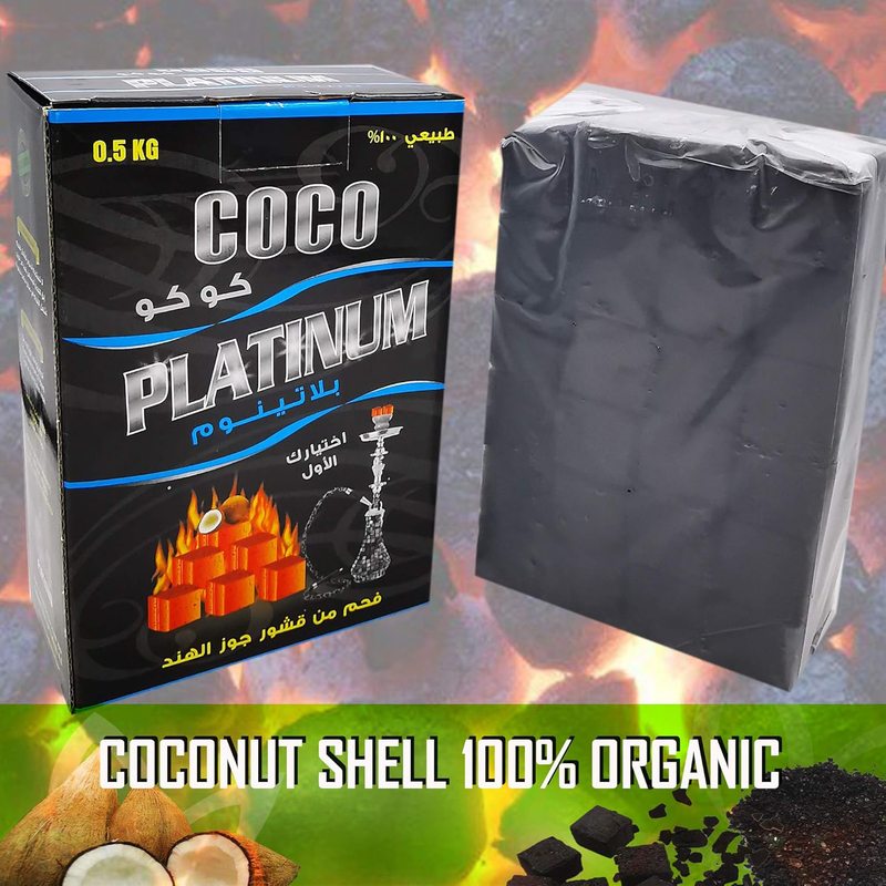 Coco 100% Platinum Coconut Shell Charcoal, 500gm, Black