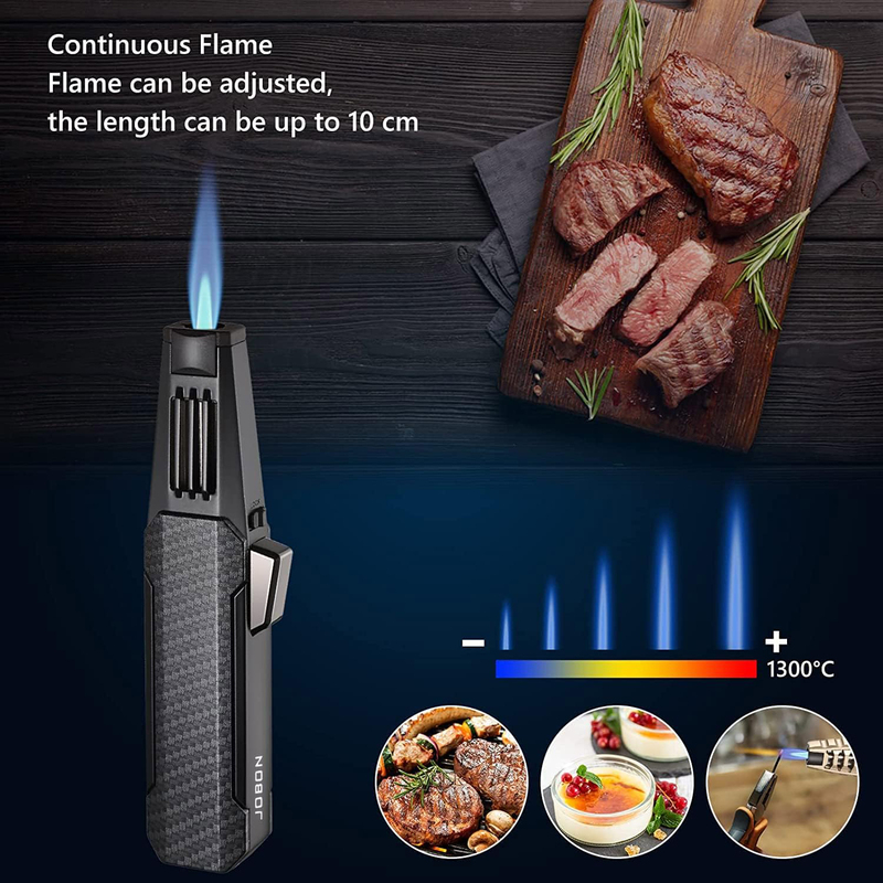 Jobon Mcherry Butane Torch Lighter Refillable Kitchen Cooking Windproof Adjustable Flame Solar Beam Torch, Black